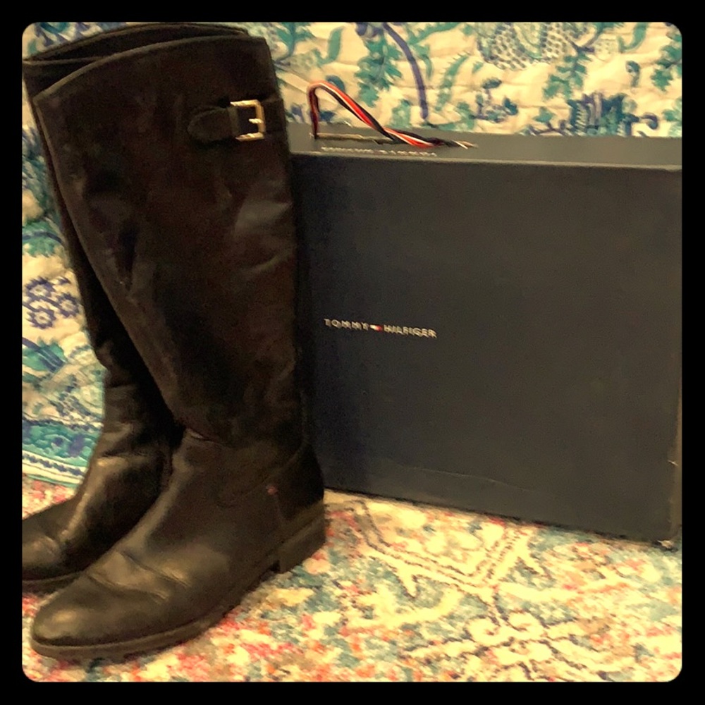 Tommy Hilfiger black leather riding boots